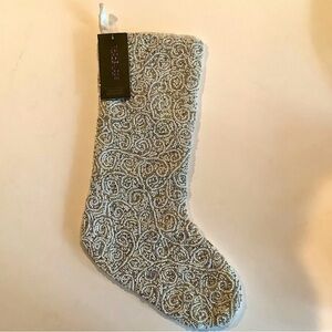 Rachel Zoe Silver, Champagne, White Holiday Stocking. NWT